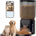 Automatic Cet Feeder with Camera, 5G/ 2.4GWiFi, 3K HD App Control - Smart Dog Cat Feeder, 2-Way Audio, Night Vision, Slow Feed, 6L Capacity, Battery Backup, Anti-Jam, Freshness Seal, Black