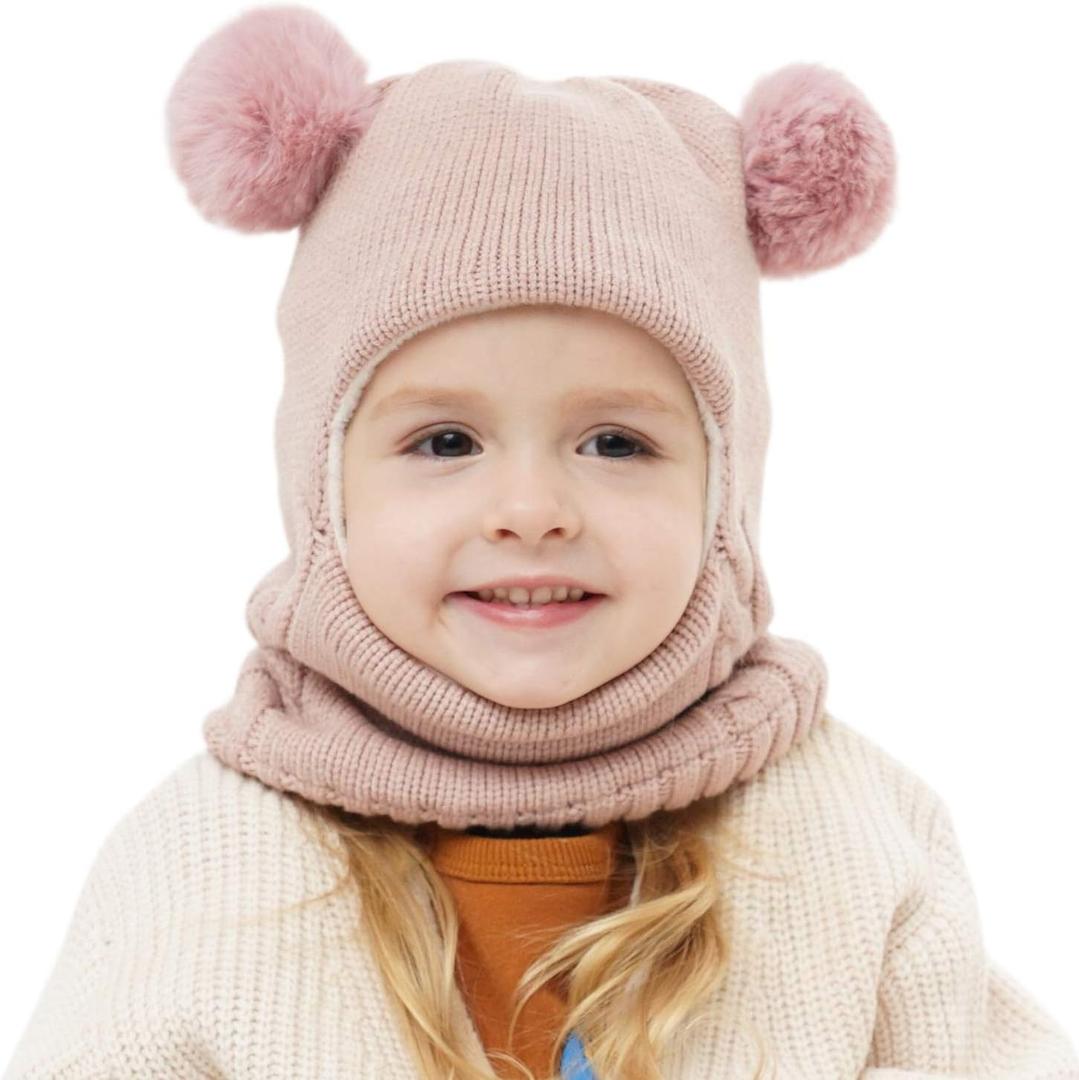 Baby Winter Hat Scarf Set, Unisex Infant Toddler Kids Hat Scarf (2-5T, Pink)