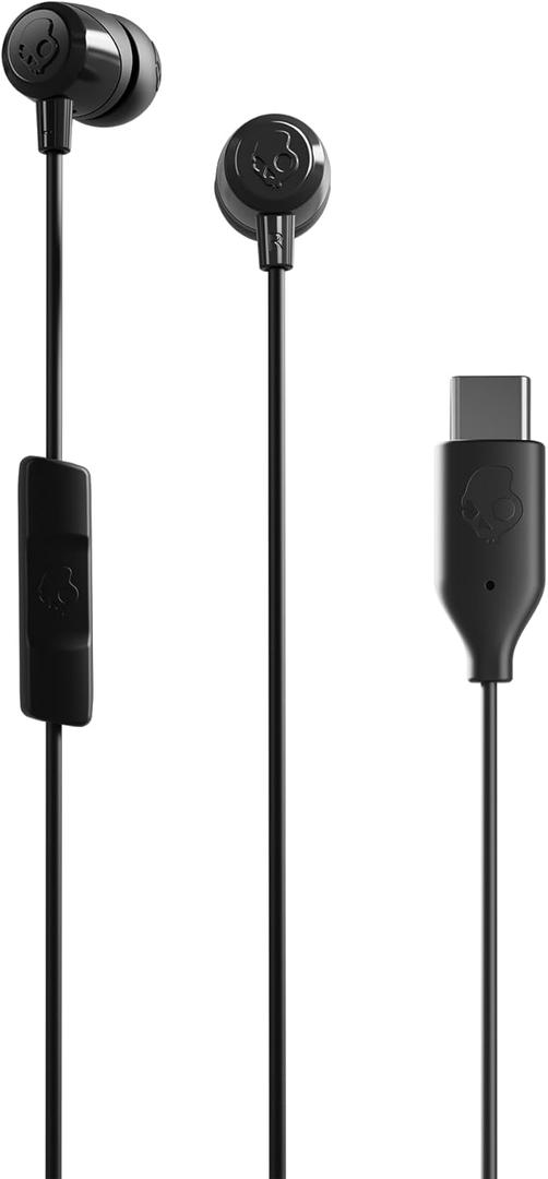 Skullcandy Jib USB-C Wired Earbuds with Noise Isolation, Inline Microphone Call and Track Control for iPhone Android, Ear Gel Sizes Included for Custom Fit - True Black
