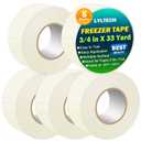 LYLTECH White Freezer Tape 5 Rolls -165 Yard,Writable Surface,Easy to Tear, Low Temperature Resistance,Residue-Free Removal, Each Roll 3/4 in x 33Yard