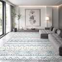 8x10 Area Rug for Living Room Moroccan Washable Rugs Non Slip Indoor Floor Carpet Foldable Large Soft Area Rug for Dining Room Bedroom with Low Pile(Blue,8'x10')