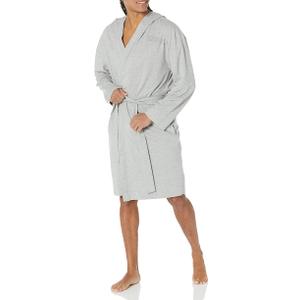 HUGO mens Outline Logo Cotton Blend Robe Robe, Size :XXL, Grey 
