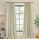 NICETOWN Room Darkening Faux Linen Curtains 96 inches Long, Hook Belt/Rod Pocket/Back Tab Light Blocking Noise Canceling Window Treatment for Bedroom/Farmhouse, Beige, W50 x L96, 1 Panel