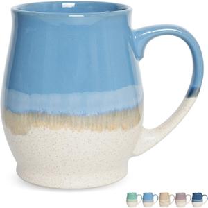 Bosmarlin Extra Large Ceramic Coffee Mug, 25 Oz, Dishwasher and Microwave Safe, Big Oversized Tea Cup for Office and Home (Blue)