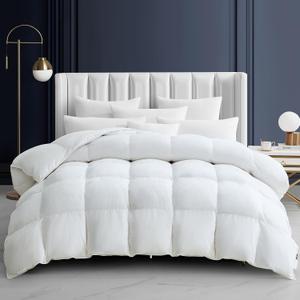 Maple&Stone King Feather Down Comforter Heavyweight White Down Duvet Insert Ultra Soft 100% Cotton Cover Fluffy King Comforter 106 x 90 Inches