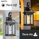 Outdoor Wall Lights Black Exterior Light Fixture Wall Mount with Water Ripple Glass 15 Inch Height Outdoor Wall Lamps 2-Pack Waterproof E26 Socket