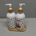 Hexagram Christmas Soap Dispenser Set of 2, Christmas Kitchen Decor, Xmas Gnome Snowman Glass Soap Dispenser for Home Indoor Decorations, Xmas Refillable Lotion Essential Oil Dispensers with Pump