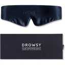 Drowsy Featherweight Silk Sleep Mask – Luxury Blackout Eye Mask for Sleeping & Travel, 100% Mulberry Silk, Lightweight Comfort, Adjustable Strap, Protects Skin & Hair (Midnight Blue)
