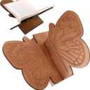 AceOrbit Butterfly Book Stand Gifts Wooden Open Bible Holder Adjustable Wood Bhagwat Geeta Book Stand Holiday Gifts Brown for Magazines Art Quran Textbooks