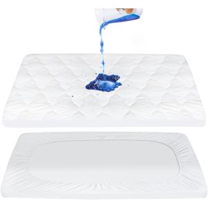 Pack and Play Mattress Pad Sheets Cover Waterproof, Soft Quilted Fit Graco Pamo Babe Pack and Play Mattress Protector 27" X 39", Baby Portable Mini Cribs and Foldable Mattresses Pad
