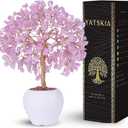 YATSKIA Rose Quartz Crystals Tree, Crystals and Healing Stones, Pink Crystal Tree, Office Decor for Women, Birthday Gifts for Women, Crystal Decor, Spiritual Gifts