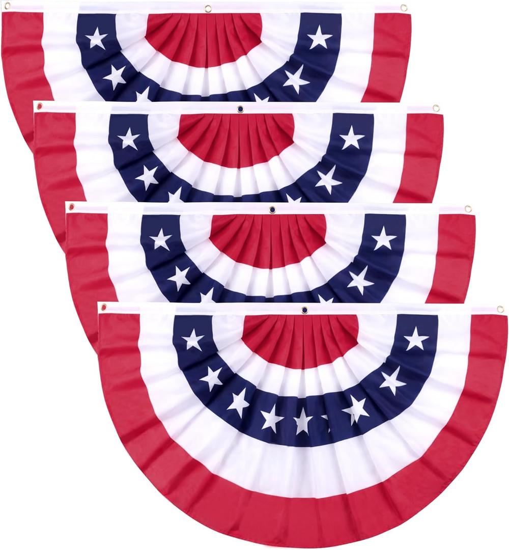 4 Packs American Flags USA Buntings 2x4 Feet for Outside 250th Anniversary Celebration, Memorial Day, 4th of July Decorations Outdoor, Patriotic Decor, Presidents Day, Fourth of July Independence Day Porch Banners (4pcs, 2x4 Feet)