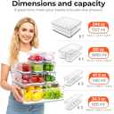 SMRCAD Refrigerator Organizers and Storage, 8 Pack with 1 Pull-Out Drawer and 7 Lidded Bins, Fruit Storage Containers for Fridge with Drain Trays, Helps Keep Produce Fresh