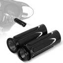 PSLER Electronic Throttle Control 25mm 1" Inch Motorcycle Grips Soft Touch Handlebar Grips for Touring Street Glide Electra Glide Road Glide Trike Models Road King Softail Dyna FXDLS (White black)