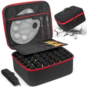 Acrylic Paint Organizer for 2 fl oz Bottles - Case for Apple Barrel/FolkArt/HissiCo - Storage for 42 Bottles, Craft Paint Organizer, Black