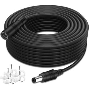 DC Power Extension Cable 33ft, 2.1mm x 5.5mm Plug Compatible with 12V DC Adapter Cord for CCTV Security Camera, IP Camera, Standalone DVR (33ft Black)
