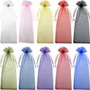 Tayfremn 40pcs Organza Bags Drawstring Organza Bottle Gift Bags Sheer Wrapping Bag for Bottle Wrap Christmas Wedding Party Favors Samples Display Decoration, 5.3x14.5 inch(Multicolor)