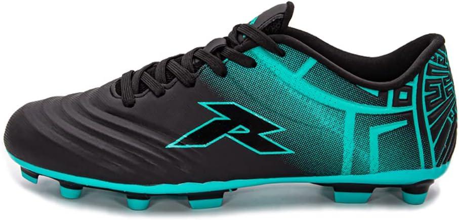 RUNIC Soccer Cleats for Men and Boys Firm Ground Cleats with Multi-Shaped Studs - Textured Forefoot- Soft Lining -Flexible Upper - Reinforced Stitching - Black/Gold - 6 (Green)