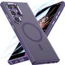 MATEPROX Magnetic Design for Samsung Galaxy S24 Ultra Case, Stylish Slim an-ti Yellow Translucent Matte Protective Cases with Screen Protector for S 24 Ultra 6.8'' 2024-Purple