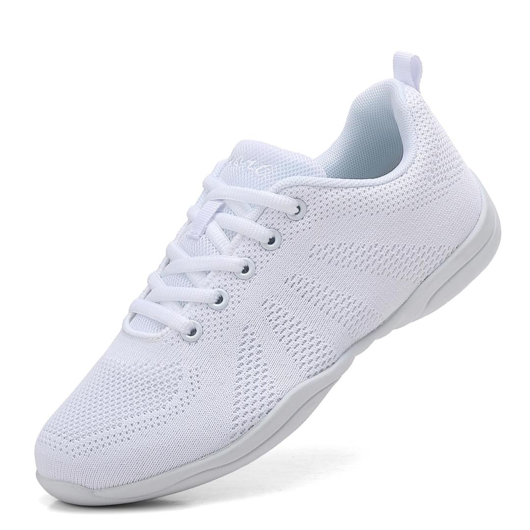Breathable Cheer Shoes for Girls Women Youth Athletic Training Tennis Walking Competition Tumbling Dance Shoes White Size 37