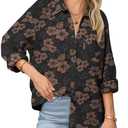Zeagoo Womens Button Down Shirts Long Sleeve Cotton Gauze Tops Casual Collared Blouses Loose Fit, XXL