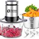 Kitchen in the box Food Processor, Electric Meat Grinder & Food Chopper with 400W Powerful Veggie Chopper-2 Bowls8 Cup+8 Cup & 2 Bi-Level Blades for Meat/Fish/Vegetable/Baby FoodBlack Button