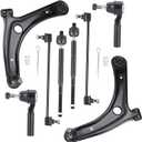 8 pcs Front Lower Control Arm with Ball Joint Assembly+Sway Stabilizer Bar End Link+Outer Inner Tie Rod End Suspension Kit for Dodge Caliber 2009-2012, for Jeep Compass Patriot 2007-2017