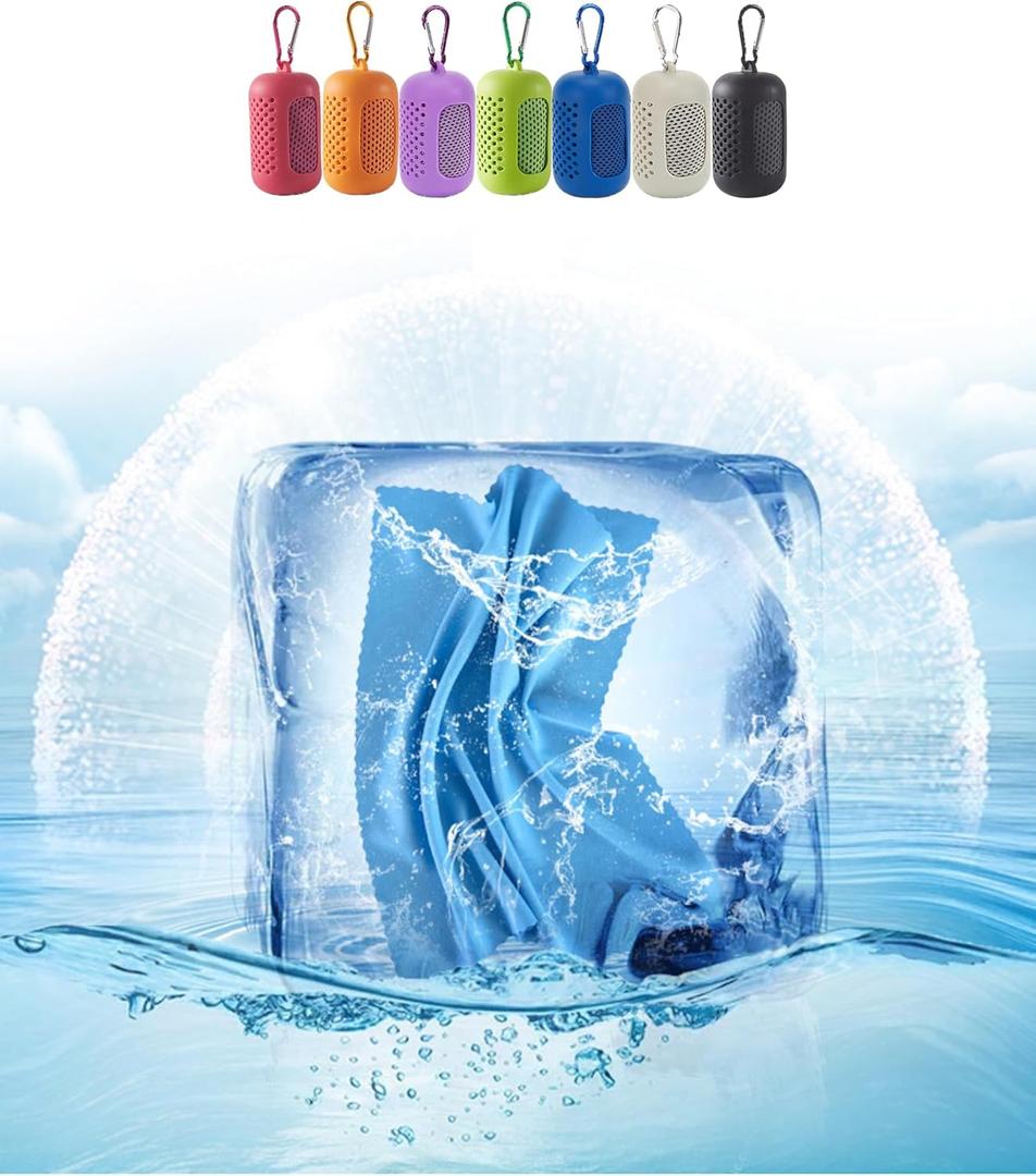 SanCHHNANG Cooling Towel(7Pcs),Sweat,Gym,Yoga Towel with Silicone Storage Bag,Basketball,Camping Hiking,Golf