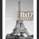 Upsimples 11x17 Picture Frame, Display Pictures 9x15 with Mat or 11 x 17 Without, Wall Hanging Poster Frames, Black, 1 Pack
