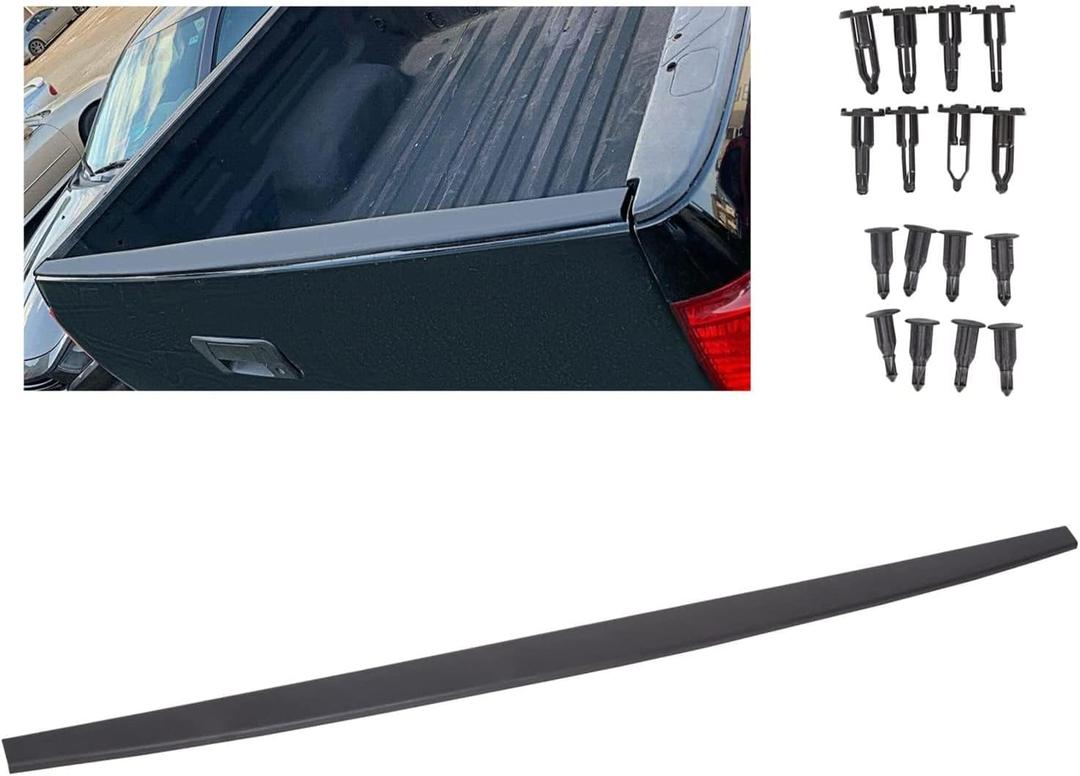ECOTRIC Tailgate Molding Cap Top Cover Compatible with 2007-2013 Toyota Tundra Tailgate Spoiler Protector W/Retainers Replacement for TO1904101 65717-0C051 Black