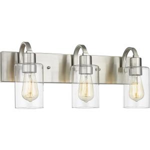 Emliviar 3-Light Vanity Light Fixture - Modern Bathroom Light Fixtures Over Mirror, Brushed Nickel Finish with Clear Glass, YCE237B-3W BN