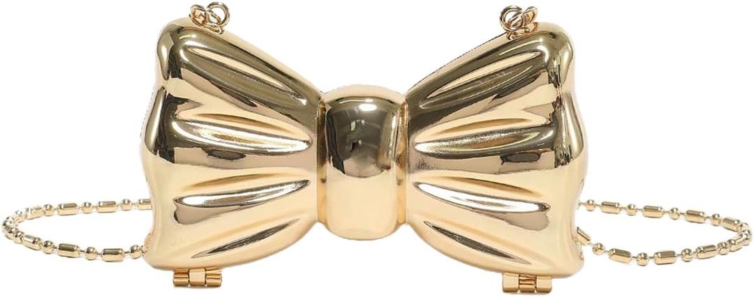 GORGLITTER Women's Gold Bow Mini Clutch Purse Crossbody Handbag Evening Bags