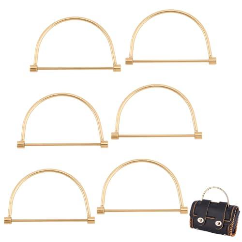 PH PandaHall 5pcs Gold Metal Purse Handles D Shape Bag Handles, Semicircle Purse Handles Replacement Clutches Handles Frame for Handmade Bag Purse Tote Bag Making Accessories, 3.2x5inches