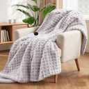 Waffle Electric Heated Throw Blanket 62"x84" 6 Heat Levels & 10 Timer Settings, Ultra-Soft Faux Fur & Sherpa Electric Blanket, ETL Certified, Machine Washable, Ideal Gift, Grey