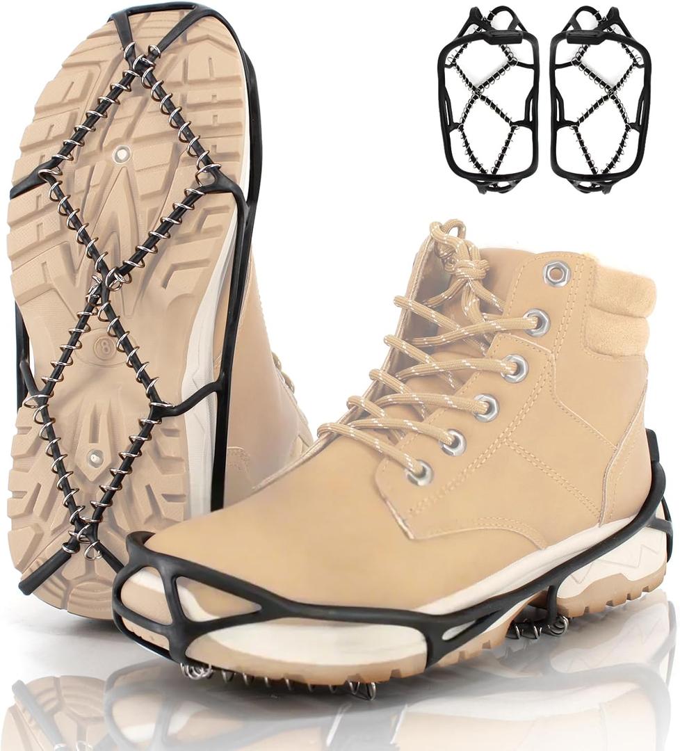 Ice Cleats Snow Grips, Anti-Slip Crampons Traction Lightweight Portable for Walking on Snow & Ice, Easy Step-in for Shoes/Boots (M(Men:5.5-7/Women:7-8.5))