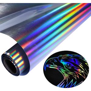 Holographic Heat Transfer Vinyl 12IN x 6FT Rainbow HTV Iron on Vinyl for DIY Iron on Fabrics T-Shirts Hats Compatible with Cricut, Cameo, Heat Press Machines