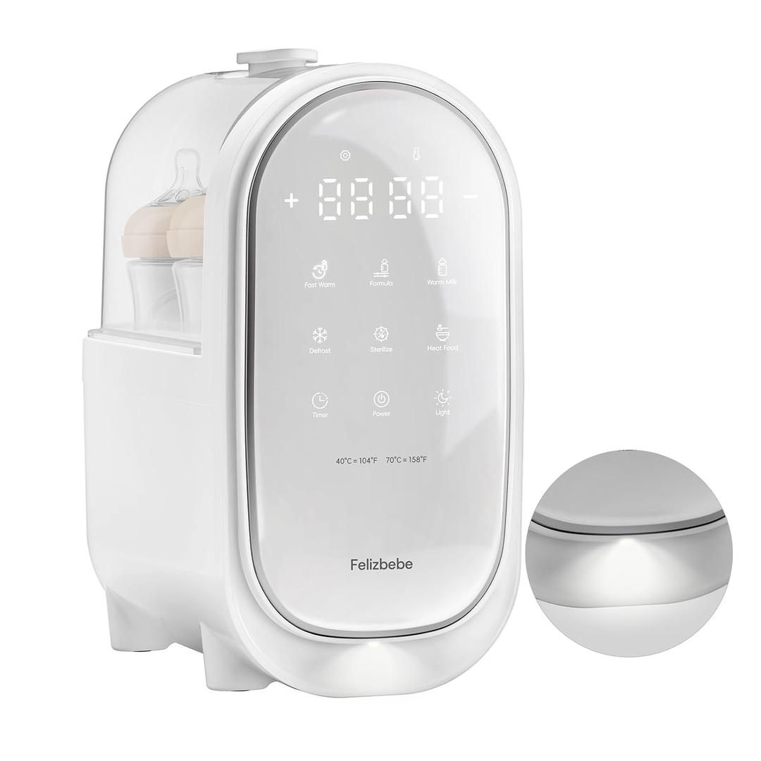 Bottle Warmer for Breastmilk, 11-in-1 Double Bottle Warmer Large Touchscreen with Night Light, Detachable for Easy Cleaning & Accurate Temperature Control, Timer, Milk Warmer for Baby (White)