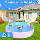 CACSPS 2025 Updated Foldable Dog Pool, 32" x 8" Kiddie Pool with Hard Plastic, Non-Slip Dog Bath Tub for Outdoor Backyard, Collapsible Dog Swimming Pool for Kids Dogs Pets (Pink) 