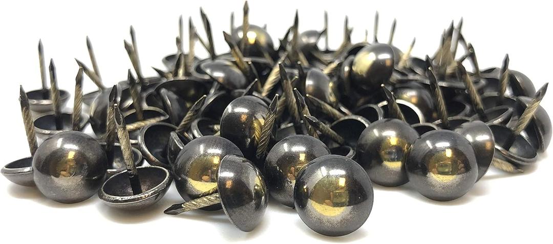DMSE Wholesale Size 7/16" Diameter (11mm) Hardware Upholstery Furniture Decorative Thumb Push Tacks Nails Pins 100 Pack Pieces (Bronze Renaissance)