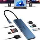 KOZYC USB C Docking Station Dual Monitor, 8-in-1 USBC Hub with 2 HDMI Ports, USB-C 3.0, 2xUSB-A 3.0, SD/TF, 100W PD, Compatible with HP, Dell