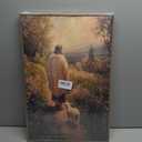 Framed Jesus and Lamb Canvas Wall Art,Jesus Leaves the 99 Sheep Picture,Vintage Christian Poster Print,Religious Artwork Wall Decor for Church Living Room Bedroom16x24in