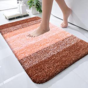 OLANLY Small Bathroom Rugs Mat 24x16, Extra Soft Absorbent Microfiber Bath Rugs, Rubber Backing, Quick Dry, Machine Washable Bath Mat for Bathroom Floor, Tub and Shower, Home Decor Accessories, Orange