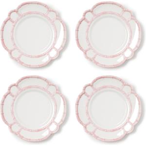 Two's Company Pink Bamboo Touch Dinner Plates, 11-Inch, Melamine, Set of 5