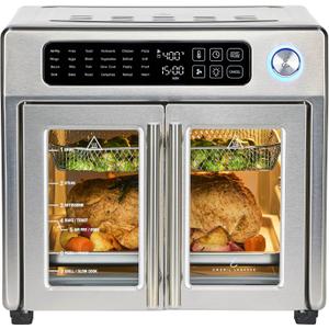 Emeril Lagasse Extra Large French Door Air Fryer Toaster Oven Combo, 24 Cooking Functions and Digital Controls, 7 Accessories Included, Stainless Steel Finish, 26QT Capacity
