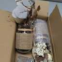 2 Pack 13.5 Inch Thanksgiving Decorations Thanksgiving Table Decor, Mason Jar with Maple Leafed Pumpkins Berried 20 LED Lights Timer Thanksgivings Centerpieces for Dinner Table Kitchen Bathroom Office (Grey White)