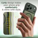for iPhone 17 Pro Max Case for Women Girls,Compatible with MagSafe,Camera Control,Full Camera Protection, Cute Wave Magnetic Phone Case for iPhone 17 Pro Max,Forest Green