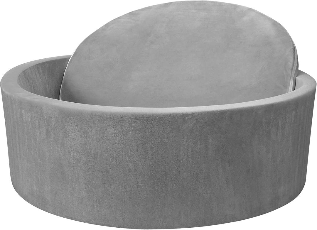 Foam Baby Ball Pit, 35.4"x 11.8" Ball Pits for Toddlers, Soft Round Kiddie Playpen Ball Pool for Kids with Soft Memory Sponge, Ideal Gift for Babies Indoor and Outdoor Game,Grey(Balls not Included)