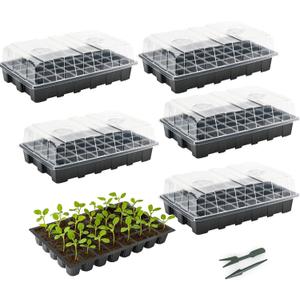 Mr. Pen- Seed Starter Tray Kits, 5 Set, Total 200 Cells, Durable Plant Germination Trays with Humidity Vented Domes and Bases, Ideal for Seed Starting, Indoor Gardening and Greenhouse