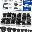 Tnisesm 135Pcs 8 Sizes Nylon Plastic Hole Plugs Black 1/4" 5/16" 3/8" 1/2" 5/8" 3/4" 7/8" 1" Round Drill Hole, Furniture Cabinet Insert End Caps Industrial Hardware Biscuits & Plugs