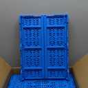 PAG-Mass Heavy Duty Plastic Milk Crates for Storage, 4-Pack Stackable Storage Bins for Organizing, Collapsible Storage Basket with Handle for Groceries, Suitable for Home Office School Store, Blue